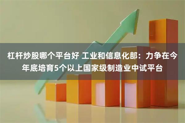 杠杆炒股哪个平台好 工业和信息化部：力争在今年底培育5个以上国家级制造业中试平台
