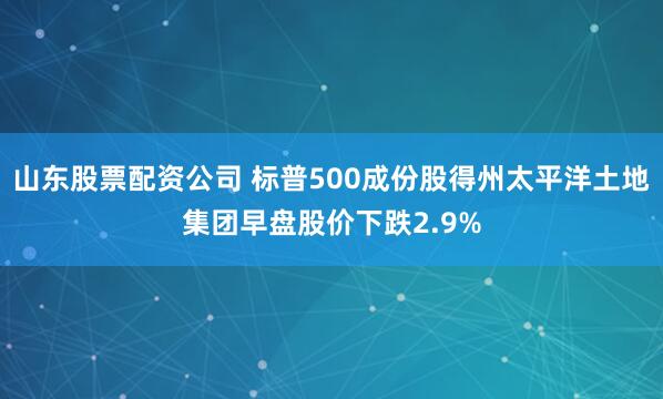 山东股票配资公司 标普500成份股得州太平洋土地集团早盘股价下跌2.9%