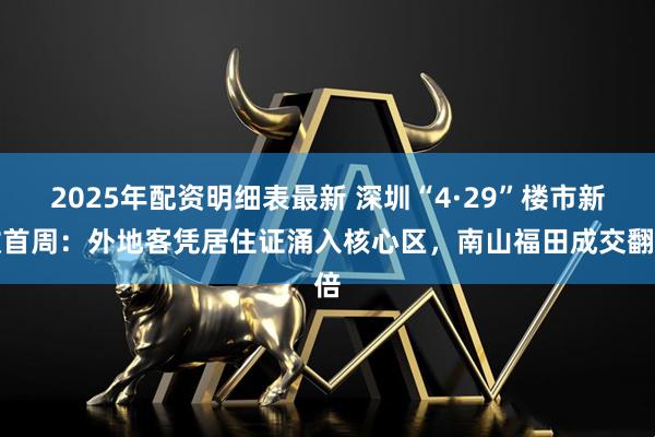 2025年配资明细表最新 深圳“4·29”楼市新政首周：外地客凭居住证涌入核心区，南山福田成交翻倍